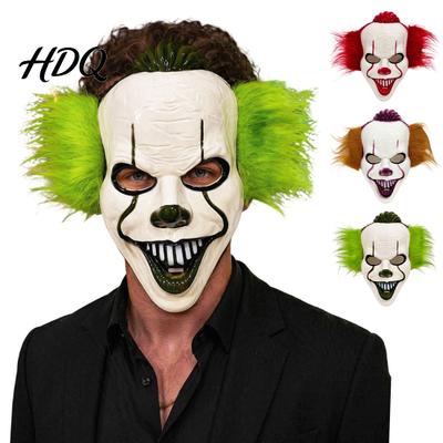 Máscara Facial Assustadora Halloween Cabelo Curto Máscara de Palhaço Joker Fantasia Completa de Terror Adereço Cosplay para Festa à Fantasia Adereços Leve