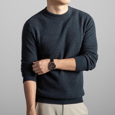Men's Winter Cashmere Sweater: Fashionable, Warm, Casual Round Neck for All Ages