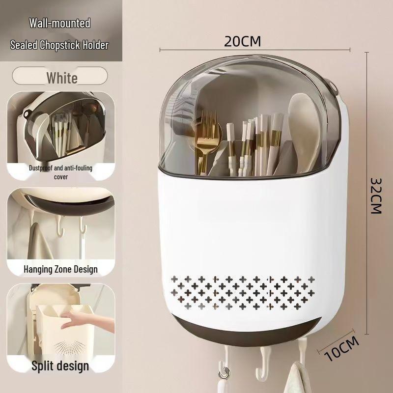 Deluxe Wall-Mounted Kitchen Utensil Holder: Chopsticks, Spoons, and Cutlery Organizer.