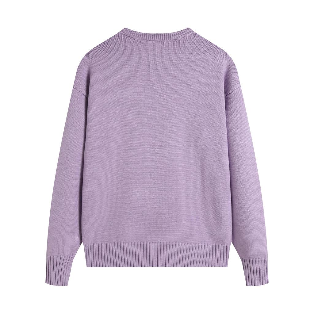 AMI 2025 Klasický pár Kulatý výstřih Stejná barva Plochá výšivka Láska Vlněný svetr