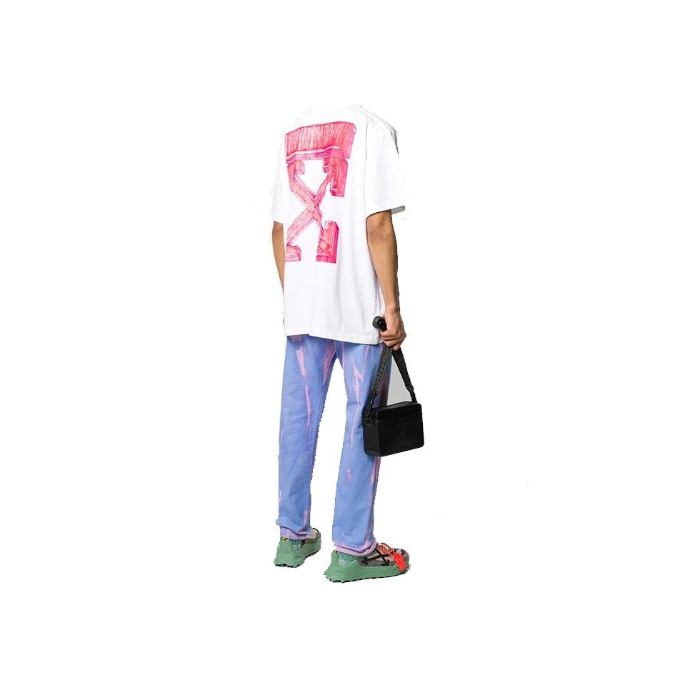 Off-White T-skjorte Røde Piler Oversized Hvit Menn Streetwear OMAA038E20JER0020125