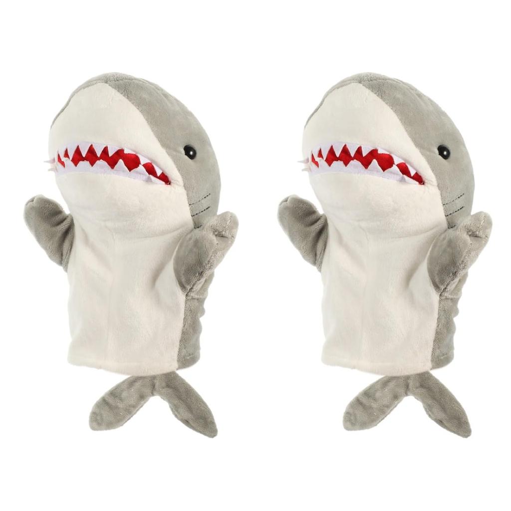 HOLIDYOYO Hand Puppets, Shark Puppets with Moving Mouth, Plush Animal Toys for Ventriloquism, Early Education, and Parent-Child Interaction, Set of 2