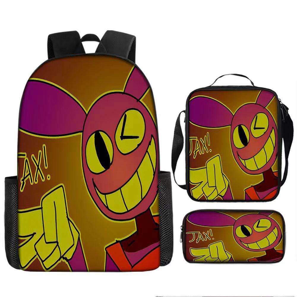 DER ERSTAUNLICHE DIGITALE ZIRKUS Rucksack-Set aus 3 Stück Großer Schulrucksack Reise-Tagesrucksack für Kinder Jugendliche Erwachsene