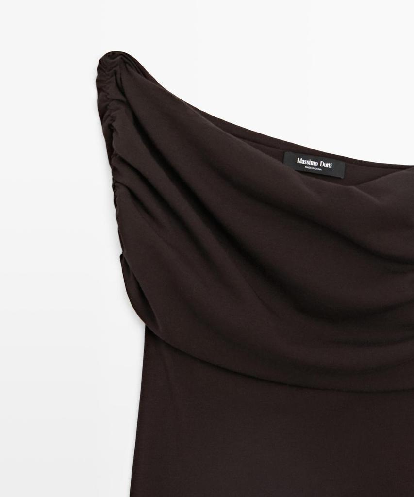 Masimodutti Asymmetrical Drape Neck Top