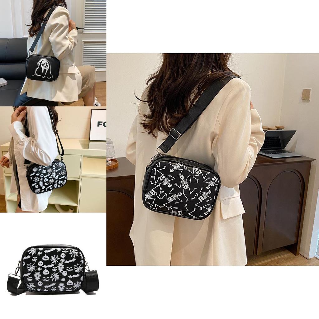 Trendy Vintage Skull Pattern Small Square Bag For Autumn 2024 Chic Korean Style