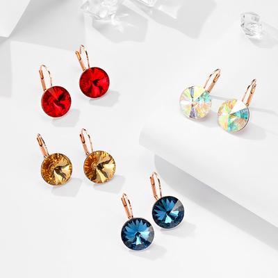 Fashion Classic Crystals Hoop Earring Leverback Dangle Earrings Party Jewelry for Women Gift