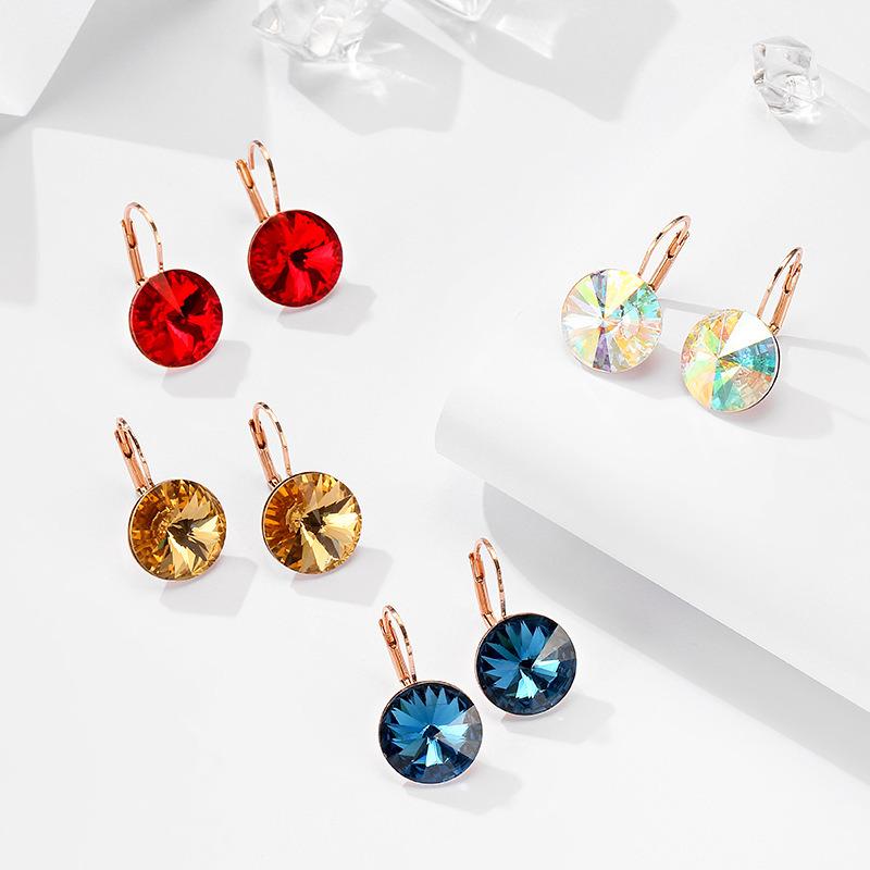 Fashion Classic Crystals Hoop Earring Leverback Dangle Earrings Party Jewelry for Women Gift