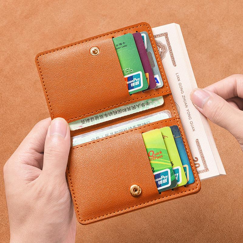 Solid Color PU Leather Small Wallet For Women Short Simple Women's Purse With Buttons Ultra Thin Credit Card Bag Coin Purse