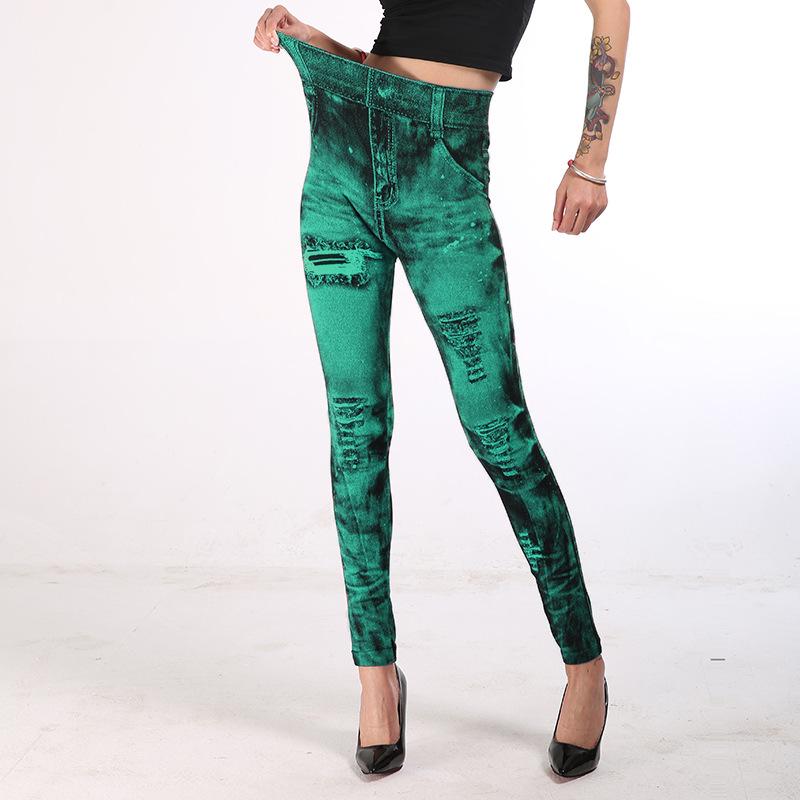 Pantalones cortos ajustados para mujer, pantalones casuales elásticos, mallas Push Up de cintura alta de mezclilla de imitación