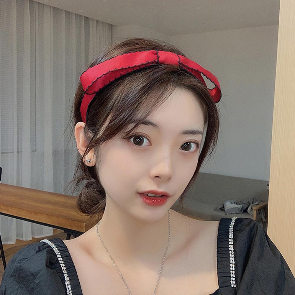 

Girls White Black Simple Korean Headband Hair Hood Hair Accessories Bownot Hair Clip
