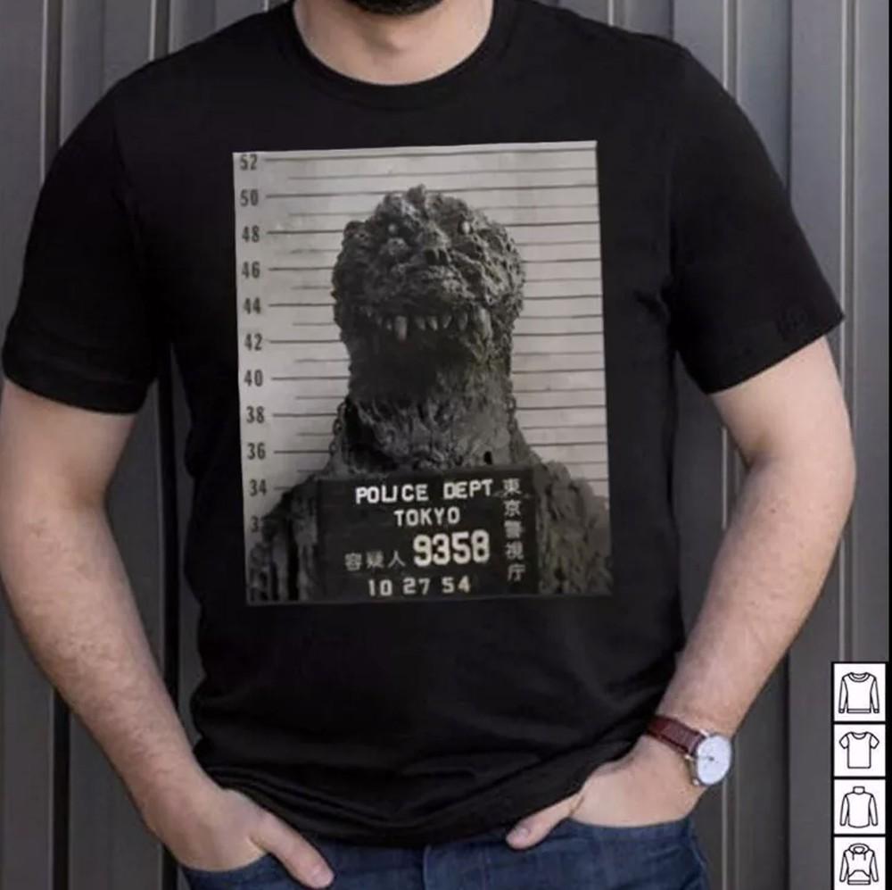 NEW Godzilla Mugshot Vintage TShirt S5XL Unisex T-Shirt S