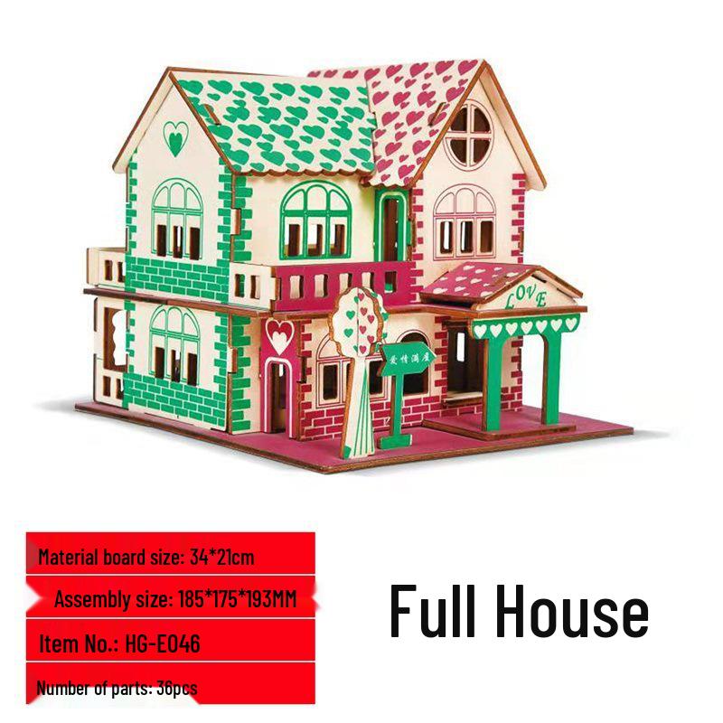 3D Wooden House Puzzle Ferris Wheel: Creative DIY Educational Toy for Parent-Child Interaction