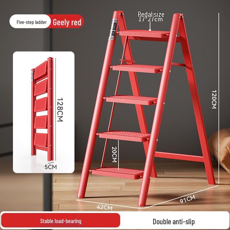 3-Step Lightweight Telescopic Folding A-Frame Ladder for Indoor Use