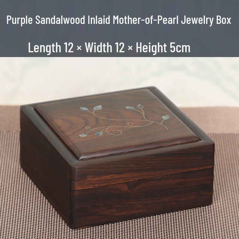 Rosewood and Purple Sandalwood Jewelry Box with Mother-of-Pearl Inlay