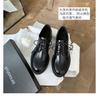 Cowhide Version~ Grape Mother Same British Style Lace-up Loafers Oxford Shoes Thick Heel Thick Sole Derby Small Leather Shoes Women