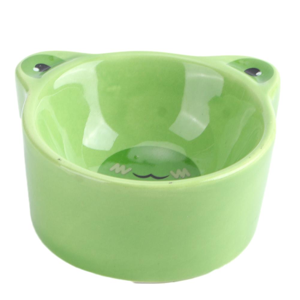 Cartoon Animal Shape Food Water Feeding Bowls Ceramic Bowl for Small Animals Pet Feeding SuppliesFrog