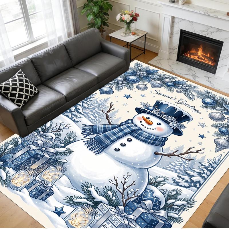 Christmas Printed Square Area Rug Soft Non Slip Floor Carpet For Bedroom Holiday Gift