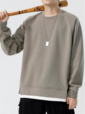 2025 Herbst/Winter Trendiger Schwerer Herren-Kapuzenpullover im Fake-Zweiteiler-Look - Lässig Locker Rundhals Langarm