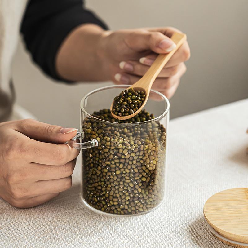 Glass Sealed Jar, Coffee Bean Storage Jar, Simple And Practical Tea Jar With Lid Spoon, Kitchen Seasoning Jar, Storage Jar