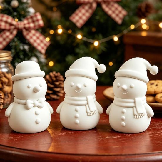 Holiday Hanging Decorations 3D Printed Snowman Figurine, Small Tabletop Statue with White Figures for Crafts Scarf/Necktie, Decorative Ornament Desk,