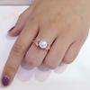 Color Gold Inlaid Pearl Ring Russian Color Gold Beautiful 585 Purple Gold Plated Rose Gold Live Ring