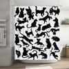 Black White Cat Shower Curtain: Modern Bath Decor Black Cats Pattern, Polyester Fabric Waterproof Shower Curtains for Home Bathr