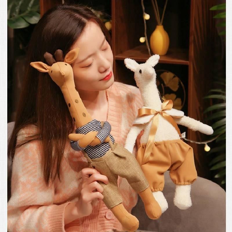 Giraffe Suspender Trousers Plush Toy Stuffed Animal Doll Decoration 40cm Gift