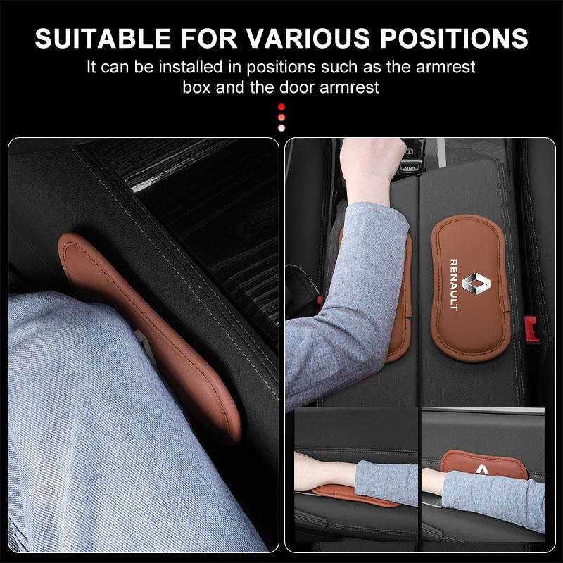 1 Pièce Coussin de Voiture en Cuir Coussin de Genouillère de Voiture Coussin de Jambe en Mousse à Mémoire de Forme Élastique Pour Renault Dacia Série Reynolds Koleos Kadjar Captur