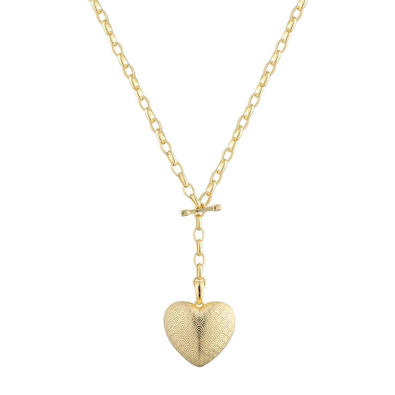 Glossy Heart Pendant Necklace Clavicle Chain for Women