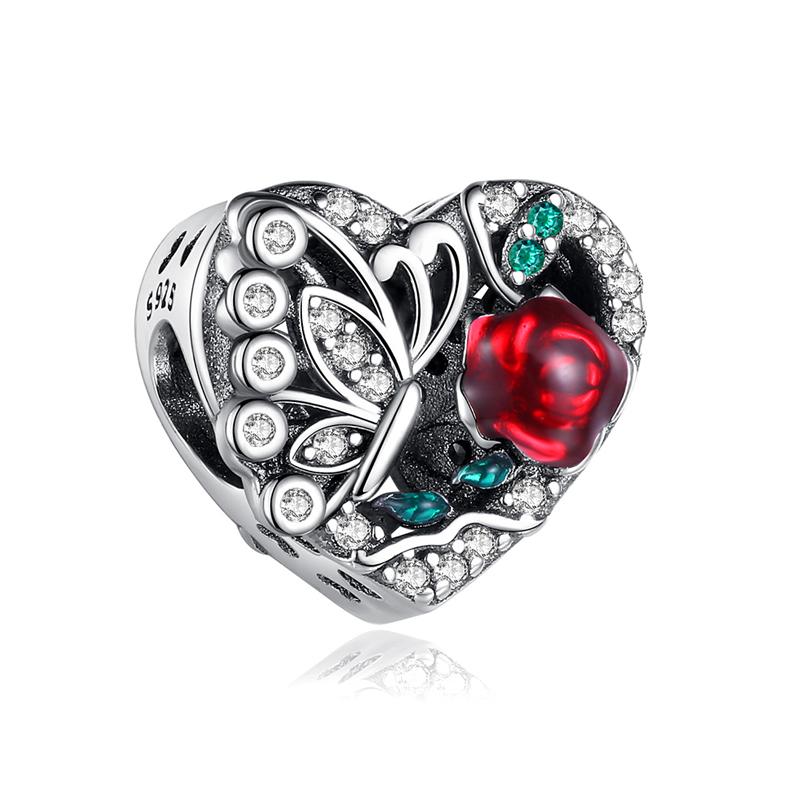 New Yellow Sunflowers Heart Rose Flower Charms 925 Sterling Silver Fits Original Bracelets Women Anniversary DIY Jewelry Charm