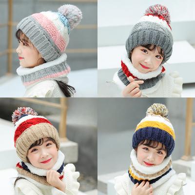 Wintermütze Schal Set Plüschwärmer Kinder Strickmütze Baby Jungen Mützen Kappe Halsschal Handschuh Anzug für Kinder Accessoires 5-12J