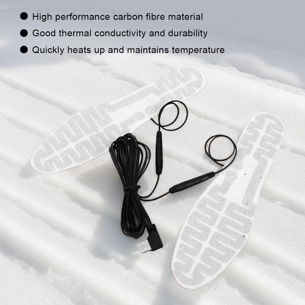 5V USB Heated Insoles Electric Feet Warming Pad 10W Winter Outdoor Sports Heating Warm Insole for Men and Women Use (40-45 Size)