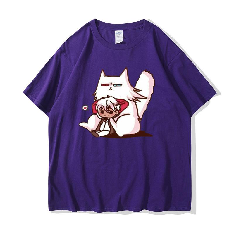 Nové anime kreslené 2D tištěné volné párové tričko kulatý výstřih pánské a dámské unisex trička s krátkým rukávem