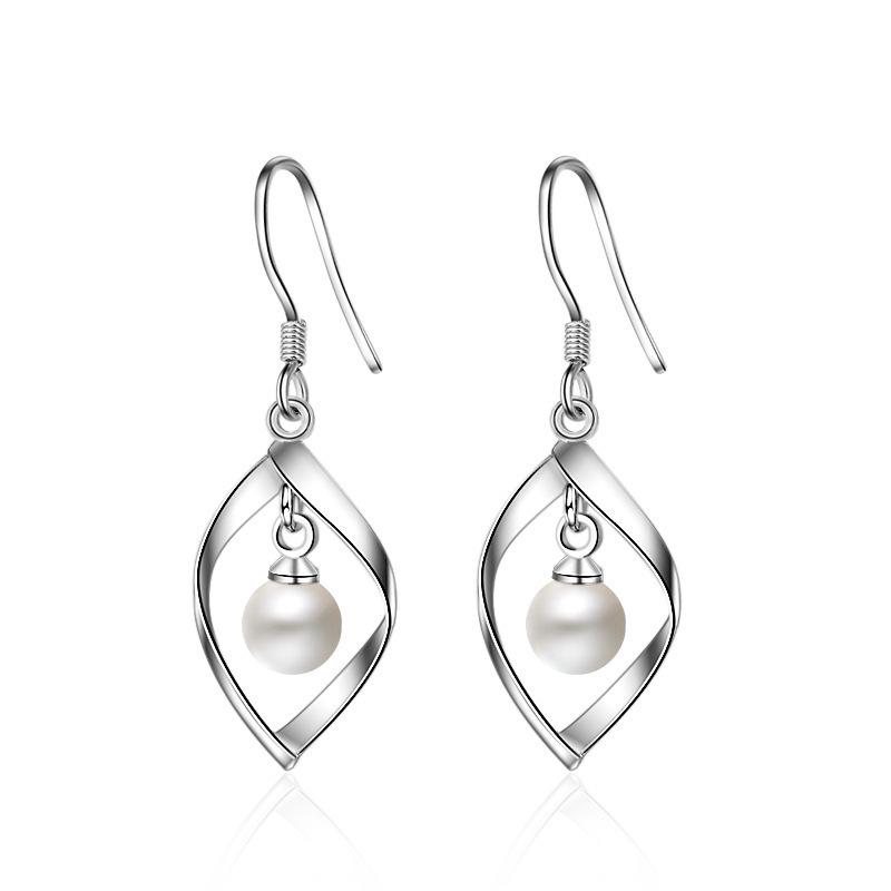 Korean Style Pearl Tassel Stud Earrings with Twisted Design