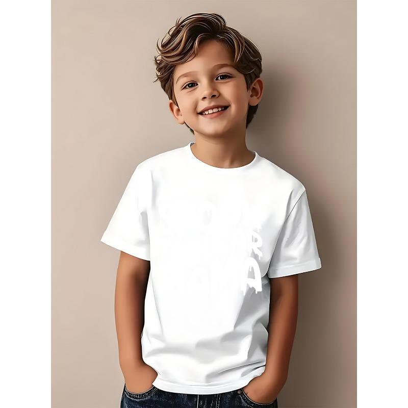 

European sizes Travel Fashion Comfortable Cartoon Short Sleeve Versatile Kids T-Shirt Travel Short Sleeve 164cm