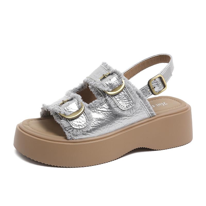 New sandals women's summer outer wear thick-soled heightening versatile fashionable flat non-slip open-toed women's shoes