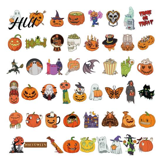 Vodotěsné Halloweenské Samolepky 50 ks Samolepek, Gotický Styl Strašidelné Dýňové Samolepky Duch Čarodějnice Netopýr Svátky Dárky pro Děti Dospívající Dospělé Odolná Nálepka
