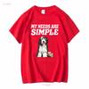 Bearded Collie T-Shirt Meine Bedürfnisse sind einfach Hund Kaffee Lesen Buch Lang- oder Kurzarm Vintage Gewaschen Dehnbar Unisex