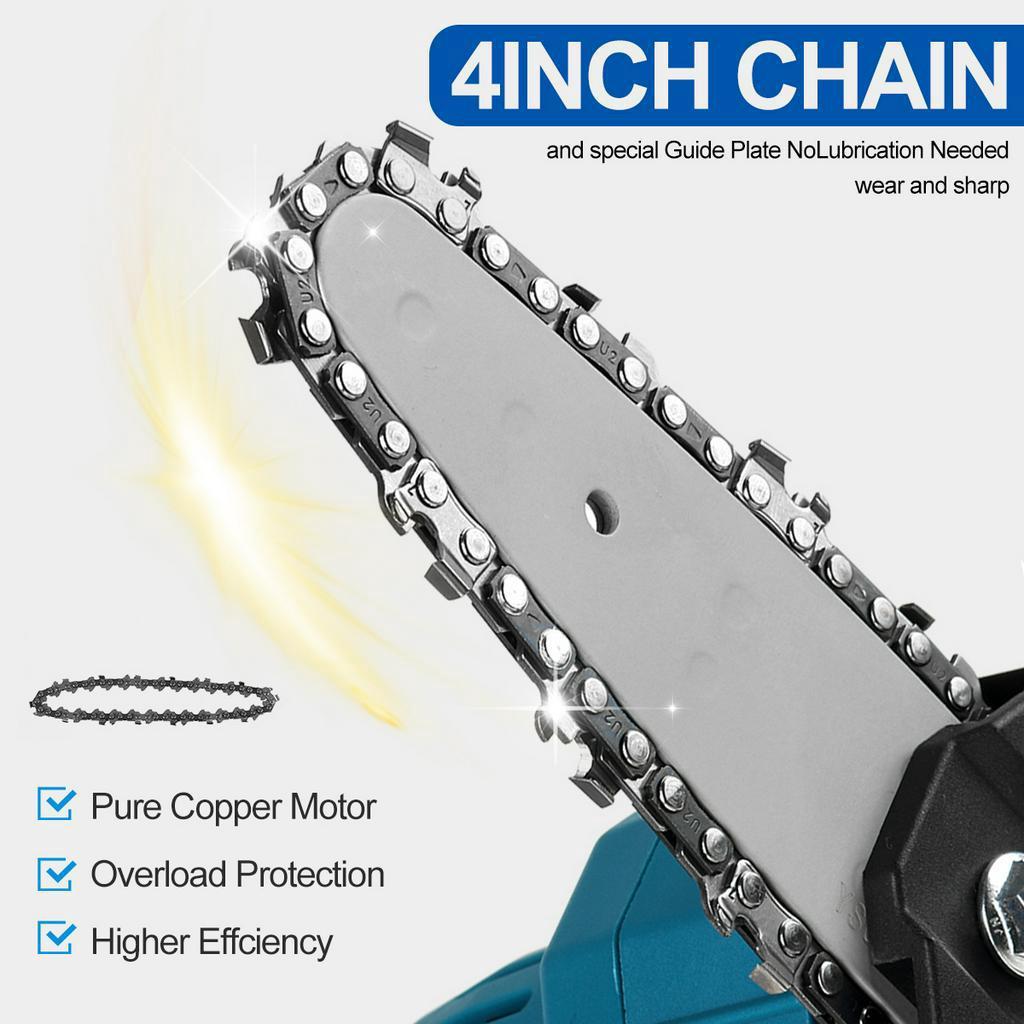4-Inches  24V Cordless Electric Chain Saw Protable Chainsaw W/ 1 or 2Pcs Batteries For Tree Branch Wood Cutting