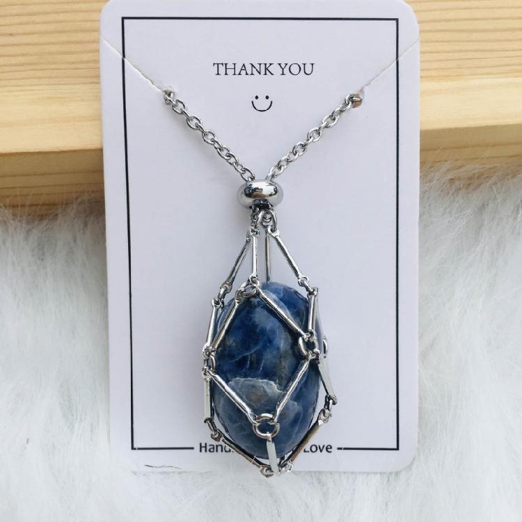 Crystal Cage Necklace Fashionable Metal Chain Neckwear Women Men Collecting Stone Holder Neckchain Jewelry Silver/Gold