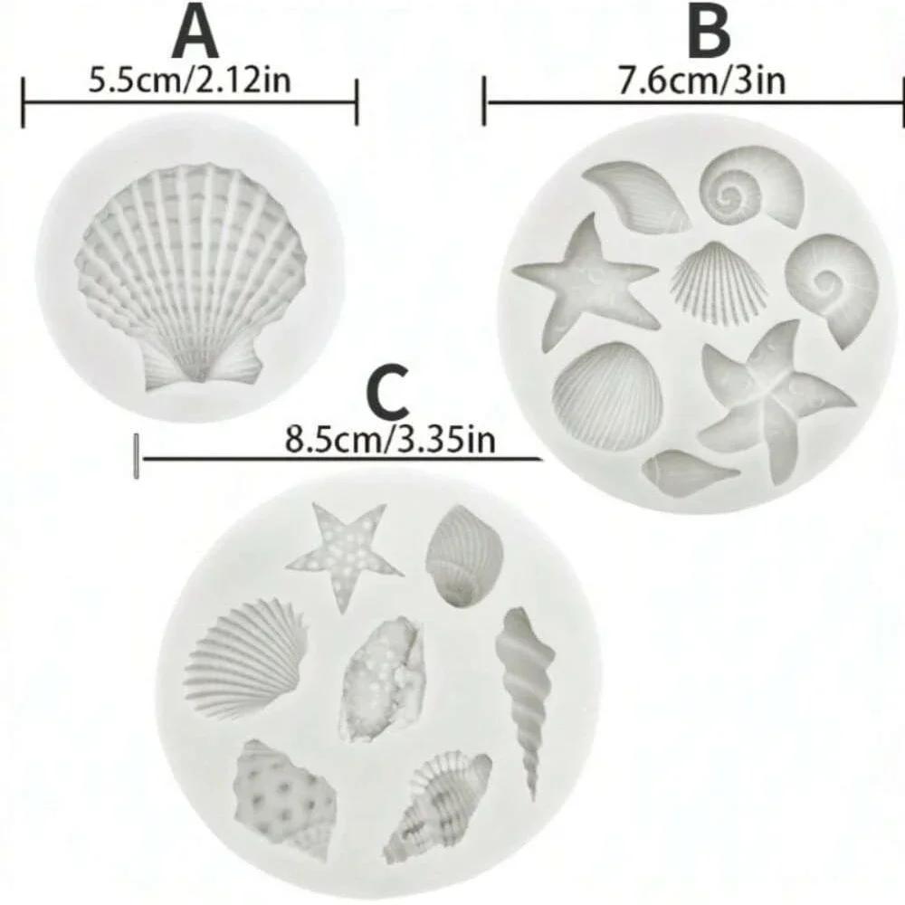 1 ΤΕΜ 3D Θέμα Ωκεανού Σιλικόνη Φοντάν DIY Διακόσμηση Κέικ Κοχύλι Αστερίας Κοράλλι Μούχλα Ψησίματος για Cupcake Εργαλείο Ψησίματος Σοκολάτας