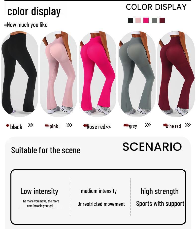 Solid Color High Waist Yoga Leggings - Slim Fit, Flared, Body Shaping, Quick Dry, Casual Fitness Sports Pants