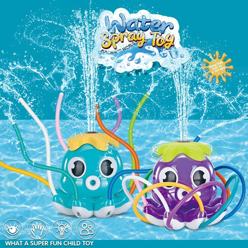 New Amazon Outdoor Spray Octopus Automatic Rotation Octopus Children Play Water Bath Toy