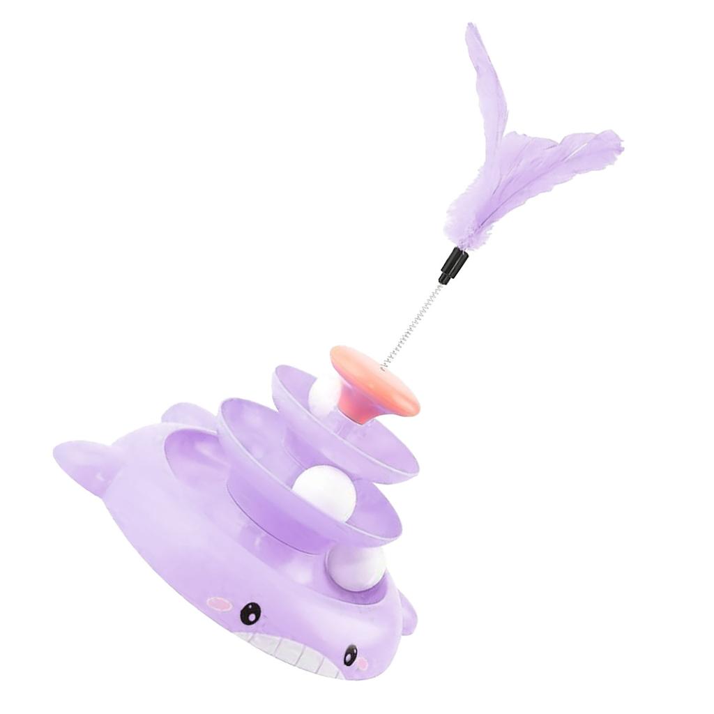 Katzen-Drehteller-Ballspielzeug, 3 Ebenen, Interaktiv, Gegen Langeweile, Katzen-Turm-Rollenspielzeug mit Federstab und 3 Bällen