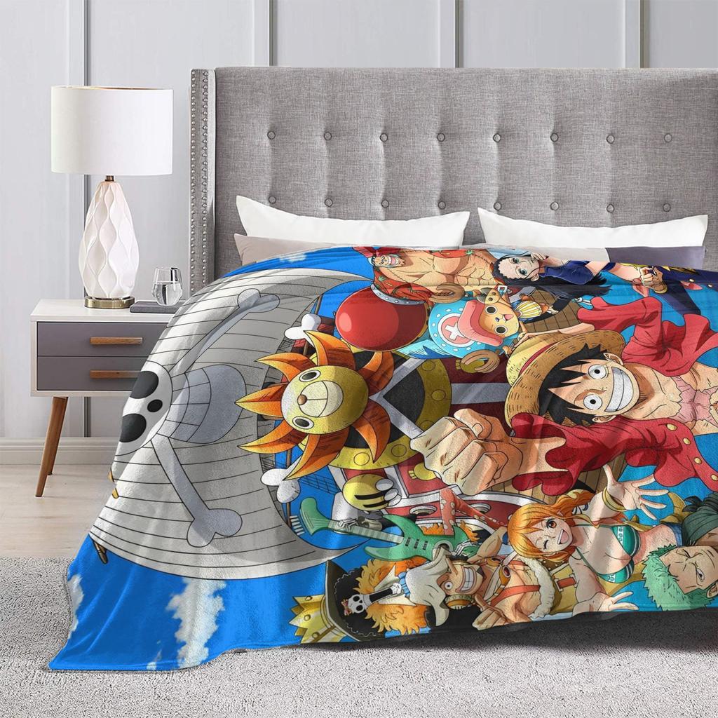 One Anime P-Pieces  Flannel Blanket  Soft Durable Throw Blanket for Living Room Decorative Pattern Bedspread Sofa Bed Cover