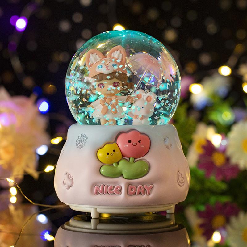 Umbrella Lovely Crystal Ball Music Box Desktop Decoration Night Light Battery Aaa