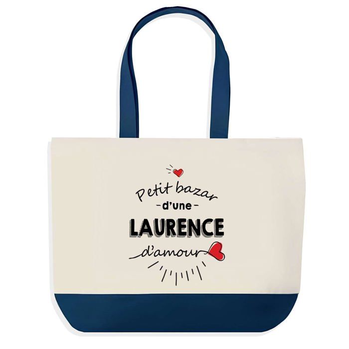 Sac cabas - PLANETEE - Bazar d'une Laurence d'amour - fond bleu - Coton - 40 x 45 cm