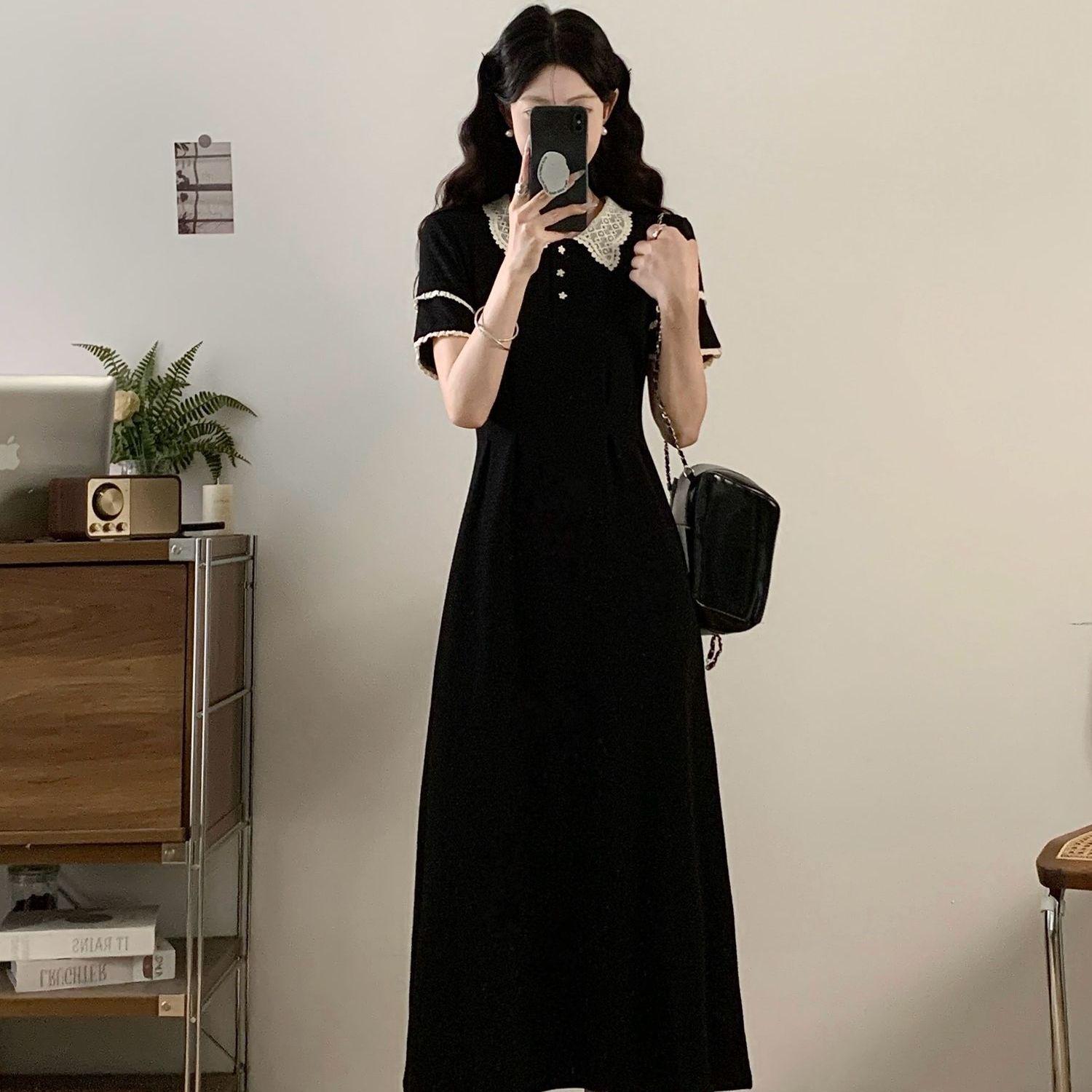 2026 Elegant French Short-Sleeve Plus Size Slimming Long Dress L