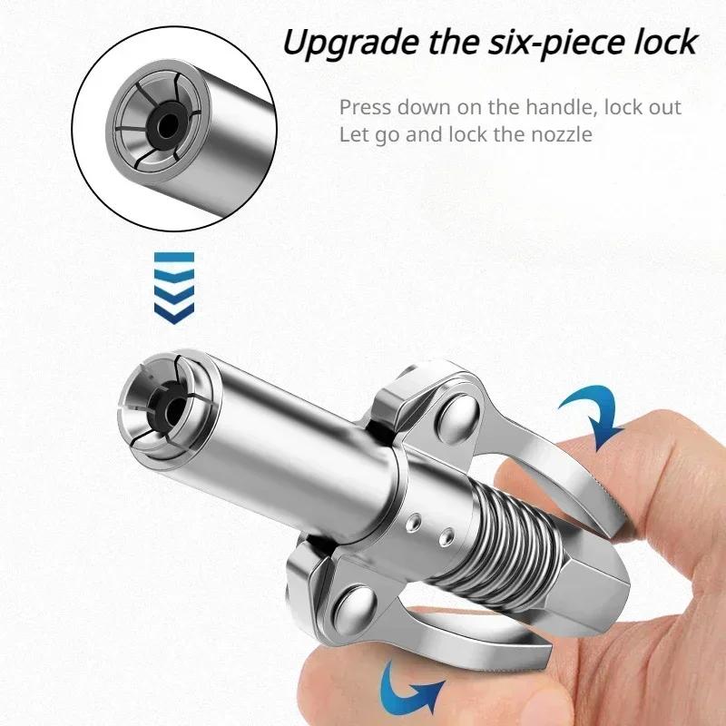 Grease Gun Coupler Nozzle Oiling Double Handle High Pressure 10000 PSI Quick Release Lock Oil Injection Syringe Car Olie Spuit