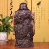 Black Sandalwood Carving Maitreya Buddha Root Carving Ornaments, Smoking Buddha Handicrafts, Home Entrance Decoration